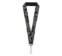 Buckle-Down Lanyard Americana Flag We the People Black White
