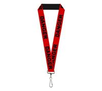 Buckle-Down Lanyard Danger Text Red Black