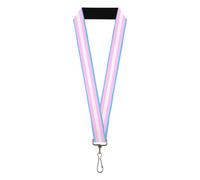 Buckle-Down Lanyard, Flag Transgender Baby Blue Baby Pink White, Elastic