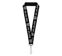 Buckle-Down Lanyard Ram Bold Text Rounded Ram Icon Black Gray Silvers