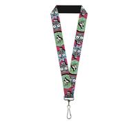 Buckle-Down Lanyard Rick and Morty Circuit Faces Portal Gun Pixelverse Pink