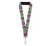 Buckle-Down Lanyard Rick and Morty Circuit Faces Portal Gun Pixelverse Pink