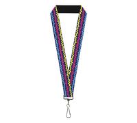 Buckle-Down Lanyard, Scribble Zig Zag Stripe Navy Multi Color, Elastic