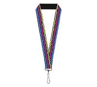 Buckle-Down Lanyard, Scribble Zig Zag Stripe Navy Multi Color, Elastic