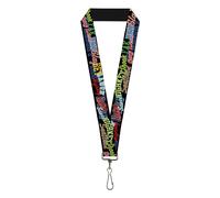 Buckle-Down Lanyard, Slang Verbiage Stacked Black Multi Color, Elastic