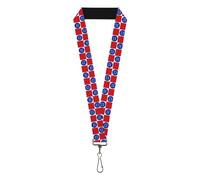 Buckle-Down Lanyard, Smiley Sad Face Checker Red White Blue, Elastic