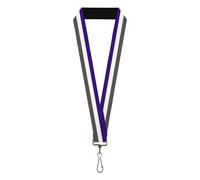 Buckle-Down Lanyard - Stripes Accessory, Stripes Purple/White/Gray, Standard