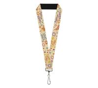 Buckle-Down Lanyard, Summer Harmony Collage Beige Multi Color, Elastic