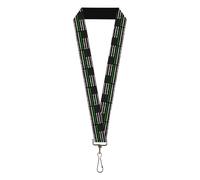 Buckle-Down Lanyard, Thin Green Line Flag Weathered Black Gray Green, Elastic
