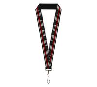 Buckle-Down Lanyard, Thin Red Line Flag Weathered Black Gray Red, Elastic