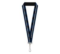 Buckle-Down Lanyard, Thin White Line Flag Weathered Black Blue White, Elastic