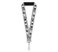 Buckle-Down Looney Tunes Lanyard, Bugs Bunny Smiling Face Text Gray, Elastic