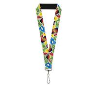 Buckle-Down Mattel Lanyard, Uno Cards Stacked Collage Multi Color, Elastic