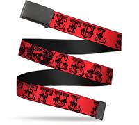Buckle Down Men's Dead Text With Skull And Roses Belt One Size Red/Blue