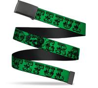 Buckle Down Men's Grateful Dead Text with Skull and Roses Green 1.25" Wide - Fit