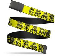 Buckle Down Men's Grateful Dead Text With Skull And Roses Web Belt One Size Yell