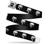 Buckle-Down Men's Seatbelt Belt The Punisher Regular, Series icon Black/White, 1