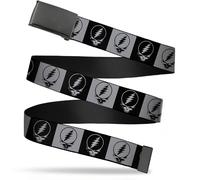 Buckle Down Men's Steal Your face Blocks White Gray Black 1.25" Wide - Fits up t