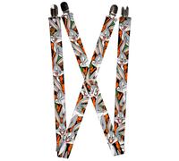 Buckle-Down Men's Suspenders-Bugs Bunny Expressions/Carrots Black 3.5" x 2.5" Mu