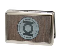 Buckle-Down Metal Wallet-Green Lantern Logo Marquetry Black Walnut/met 4.0" x 2.