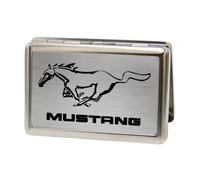 Buckle-Down Metal Wallet-Mustang W/Text Brushed Silver/Black One Size Multicolor