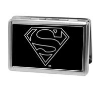Buckle-Down Metal Wallet-Superman Logo Outline Reverse Brushed 4.0" x 2.9" Multi