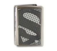 Buckle-Down Metal Wallet-Superman Shield Close-up Halftone Brushed SIL 4.0" x 2.
