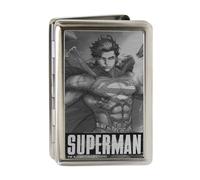 Buckle-Down Portafoglio in metallo - Superman Standing Pose spazzolato accessorio argento, Multi, 4.0" x 2.9"