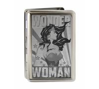 Buckle-Down Metal Wallet-Wonder Woman Pose/Stars & Rays Brushed Silver 4.0" x 2.