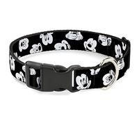 Buckle Down Mickey Mouse espressioni Scattered Nero/Bianco plastica Clip Collare