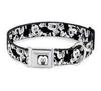Buckle Down Mickey Mouse Face, 700146120227, Collare per cani, S - Fits 9-15" - 1.0" Wide, Nero/Bianco