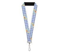 Buckle-Down Movies Lanyard, The Wizard of Oz Logo Gingham Checker Blues, Elastic