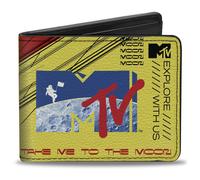 Buckle-Down MTV Wallet, Bifold, MTV Logo and Moon Man Collage Yellow Blue Red, V