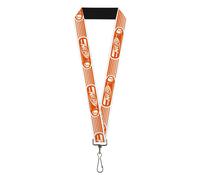 Buckle-Down Nerf Lanyard, Nerf Dart Logo Stripe White Orange, Elastic