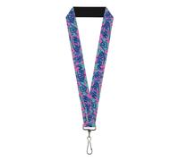 Buckle-Down Nerf Lanyard, Nerf Logo and Icon Camo Blues Pinks, Elastic