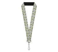 Buckle-Down Nerf Lanyard, Nerf Oval Logo Collage White Blue Green, Elastic