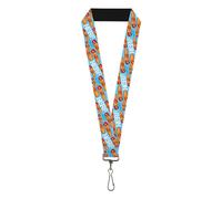 Buckle-Down Nerf Lanyard, Nerf Shark Darts and Text Blues Oranges, Elastic