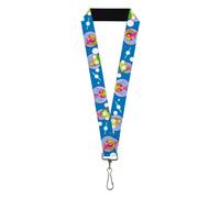 Buckle-Down Nickelodeon Lanyard, Invader Zim and GIR Poses and Planets Blue Whit