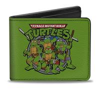 Buckle-Down Nickelodeon Portafoglio bifold in poliuretano, classico TMNT Turtles Battle Pose8/Copertura per pozzetto verde/nero, multicolore, 10,2 x 8,9 cm, Multicolore, 4.0" x 3.5", Pu