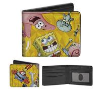 Buckle-Down Nickelodeon Portafoglio, Bifold, SpongeBob SquarePants Personaggi Pose Toss Gialli, Pelle Vegana, 10,2 x 8,9 cm, Casual
