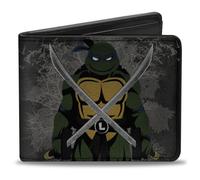 Buckle-Down Nickelodeon Wallet, Bifold, Classic TMNT Leonardo Crossed Katana Dar