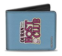 Buckle-Down Ouran High School Host Club Portafoglio, Bifold, Ouran High Host Club Chibi Character Group Pose e Logo Blu, Pelle Vegana