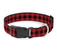 Buckle Down pc-w30230-wl Buffalo Plaid Nero/Rosso plastica Clip Collare, Largo, Taglia L/18 - 81,3 cm