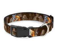 Buckle-Down PC-WDY372-S - Collare in plastica con Clip per Signora e vagabondo, 2 Pose/Spaghetti Bacio Scena, Marrone, 2,5 cm, W-9-15, Collo Piccolo