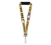 Buckle-Down Peanuts Lanyard, Peanuts Snoopy Fly Boy Top Dog Flying Ace Yellow Bl