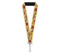 Buckle-Down Peanuts Lanyard, Peanuts Social Club Peace and Love Scenes Yellow Re