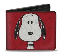 Buckle-Down Peanuts Worldwide LLC Portafoglio, Bifold, Peanuts Snoopy Face and Profile Pose Reds, Pelle Vegana, Rosso, 10,2 x 8,9 cm, Casual