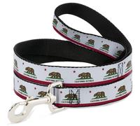 Buckle-Down Pet Leash, Dog Leash, California Flag Continuous, 4 Feet Long 1.5 In