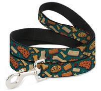 Buckle-Down Pet Leash, Dog Leash, Dog Bone and Biscuit Treats Scattered Blue Bro