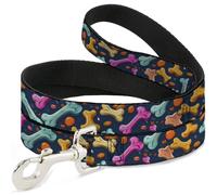 Buckle-Down Pet Leash, Dog Leash, Dog Bone Treats Scattered Blue Multi Color, 4